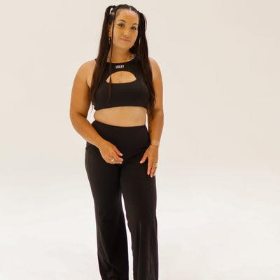 Straight Band Wide Leg Pants
